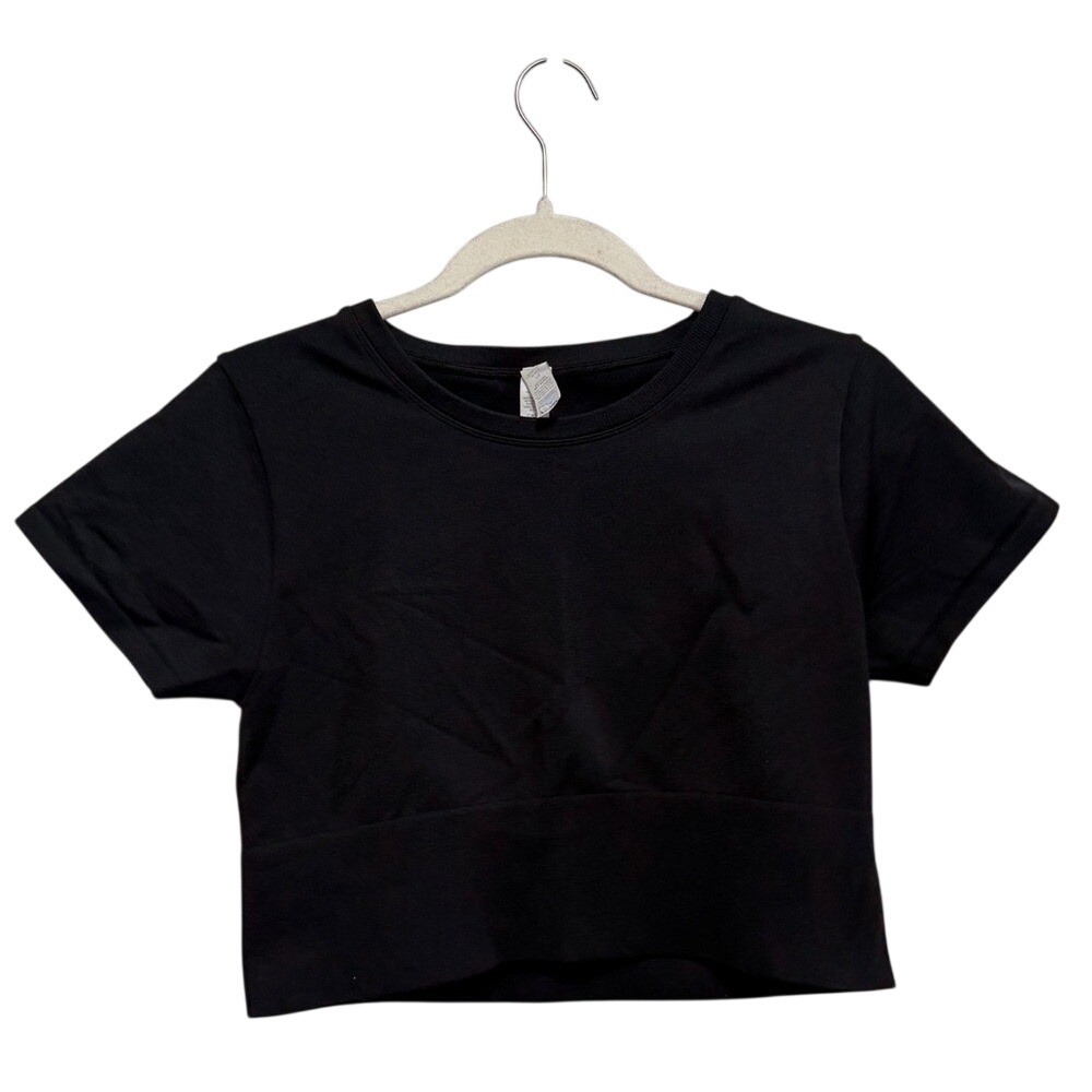 Offline by Aerie Shirt Womens L Black Cropped Stretchy Short Sleeve Top Athletic